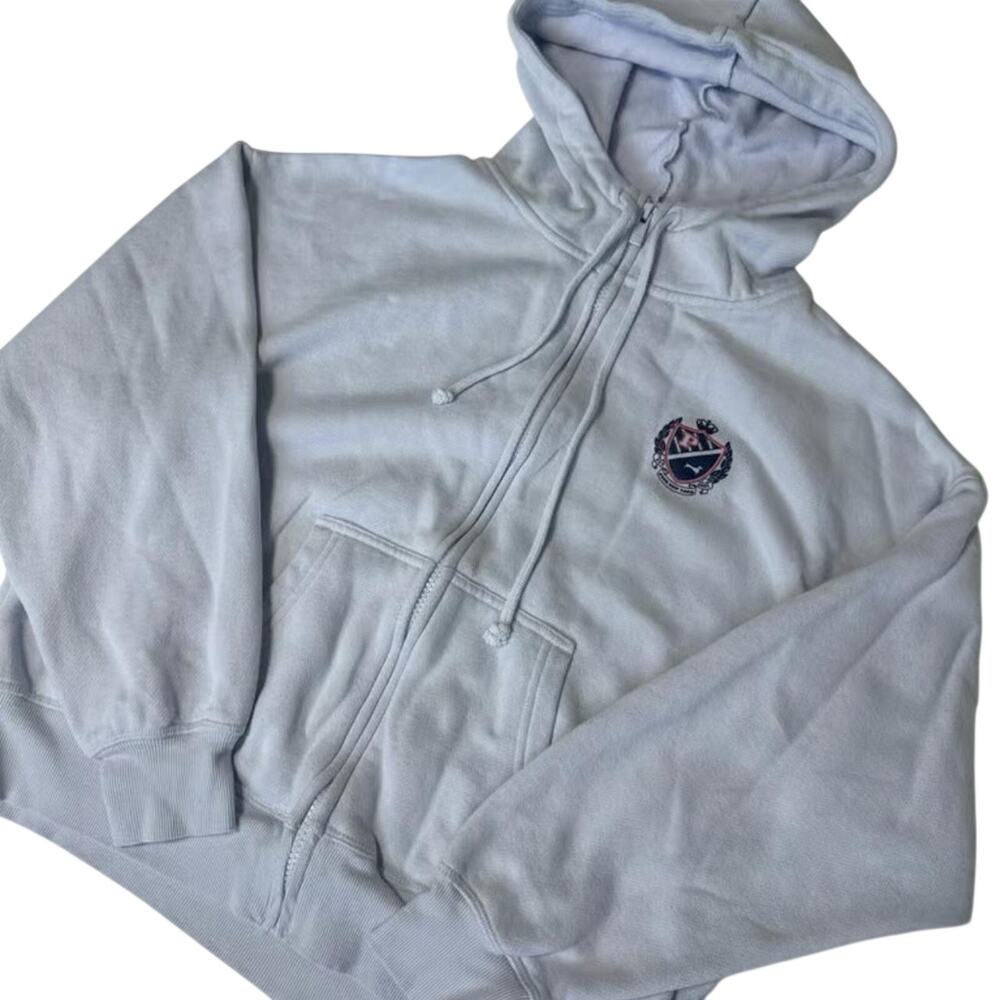 Victoria's Secret PINK Crest Patch Fleece Oversized Campus Full Zip Hoodie XS